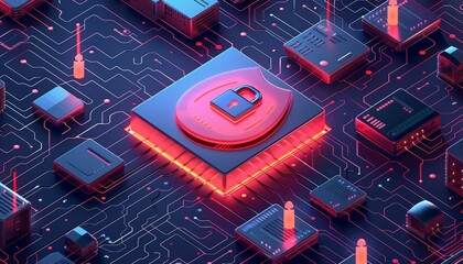 Wall Mural - Protecting Digital Assets: Cybersecurity Solutions, cybersecurity measures with an image showing a shield or lock symbolizing protection over digital assets like data servers, 