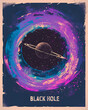 Modern bright space blackhole poster design illustration