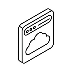Wall Mural - cloud inside website isometric icon of cloud website, ready to use vector
