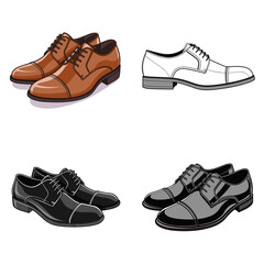 Wall Mural - Dress Shoes (Formal Leather Shoes). simple minimalist isolated in white background vector illustration