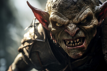 Wall Mural - Picture of creepy ugly mysterious goblin creature made with generative AI