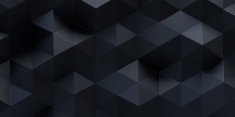 Poster - Abstract black polygonal background. 3d rendering. Distorted triangular pattern. Futuristic concept