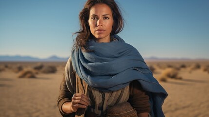 Wall Mural - Archivist holds ancient artifact in desert backdrop