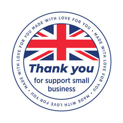 Sticker - Thank you support small business UK