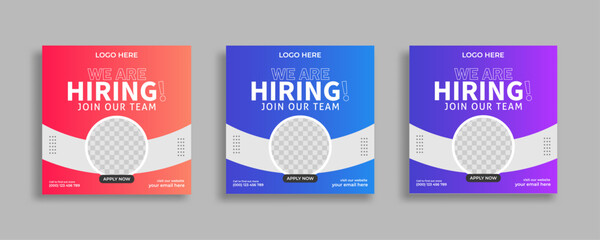 Wall Mural - We are hiring job vacancy social media post or square web banner template vector design	