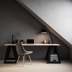 Wall Mural - Minimalist workspace with modern decor. 