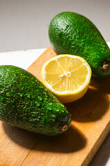 avocado on wooden table