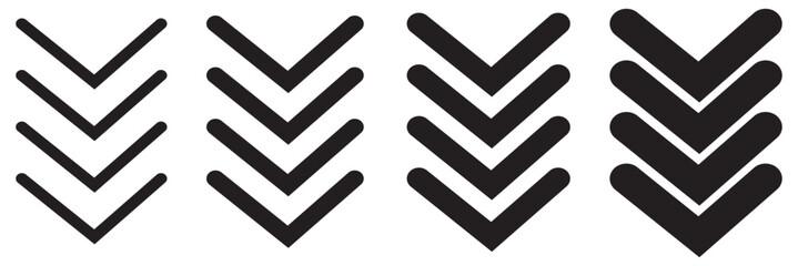 Arrow icon chevron doodle black line graphic design. Vector isolated on white background. Vector illustration.