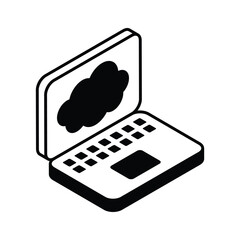 Wall Mural - Cloud inside laptop screen, concept isometric icon of cloud computing