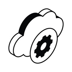 Sticker - Gear with cloud showing concept isometric icon of cloud setting, cloud management