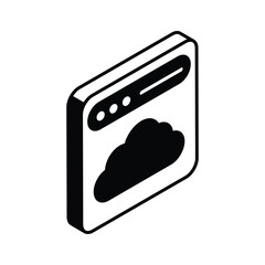 Wall Mural - cloud inside website isometric icon of cloud website, ready to use vector