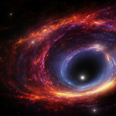Wall Mural - A black hole with a glowing constellation of various colors revolves around a black hole in the universe.