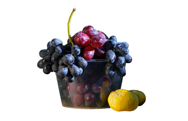 Wall Mural - Grapes in a plastic container on a white background