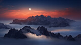 Fototapeta Krajobraz - Layers of mountains in the Orobie Alps after sunset