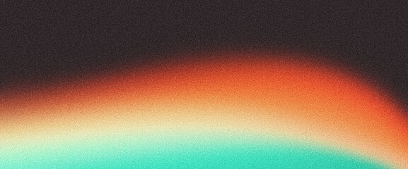 Wall Mural - grainy teal orange dark gradient wave background abstract vibrant retro style noise texture banner d