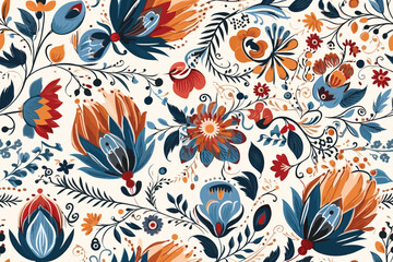 Wall Mural - Beautiful floral seamless pattern. Bright illustration, can be used for creating card, invitation card for wedding,wallpaper and textile.