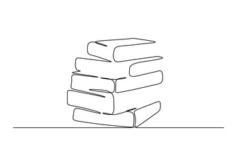 Continuous one line drawing of stack of books. Smart education concept vector illustration. Pro vector