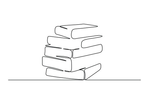 continuous one line drawing of stack of books. smart education concept vector illustration. pro vect