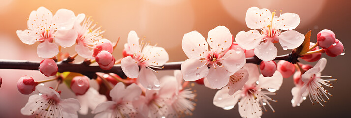 Blooming tree branch, delicate spring background