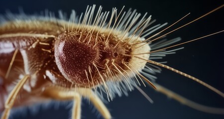 Poster -  Close-up of a vibrant insect with a fuzzy body and long antennae