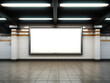 © sdecoret - Billboard on underground wall mockup. Large hoarding template in subway. Generative Ai