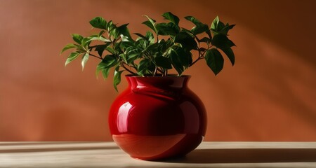 Wall Mural -  Vibrant life in a red vase