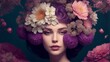 Surreal portrait of a woman with a flowery hairstyle