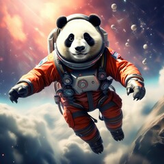 Wall Mural - Galactic Panda Astronaut Exploring the Cosmos