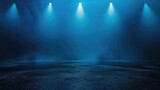 Fototapeta  - A dark empty street, dark blue background, an empty dark scene, neon light, spotlights The asphalt floor and studio room
