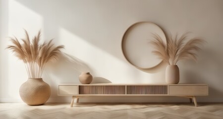 Poster -  Elegant minimalist interior with natural accents