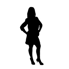 Wall Mural - Full body silhouette of a beautiful woman is in style with a transparent background