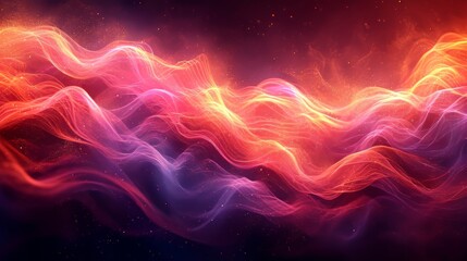 Wall Mural - Generative AI image of minimalism fire themed pinkish red and orangish red blend of colors over a dark background, artistic, abstract, macro photography