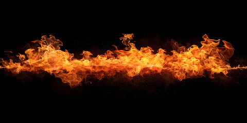 Poster - Fire blazes with intense heat on black background