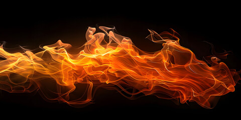 Wall Mural - Fire blazes with intense heat on black background