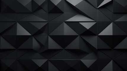 Wall Mural - Generative AI image of Polished, Semigloss Wall background with tiles. Triangular, tile Wallpaper with 3D, Black blocks. 3D Render