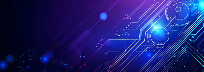 Wall Mural - Generative AI image of template for presentation about technical education and technology, blue and purple background