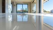 © photolas - Modern apartment with shiny white epoxy floor and open plan design