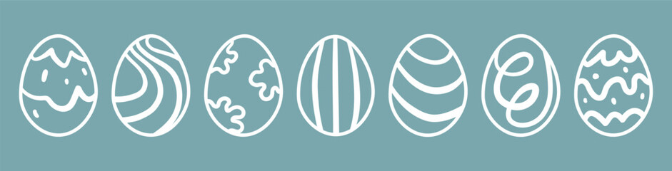Easter egg. Ornament easter eggs set. Vector outline ornament sign. Easter icon isolated on white background. Vector illustration.