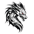 © Muarastock - Tattoo Vector Art, Tribal Dragon Head Silhouette, Illustration