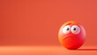 3d real emoji sad face isolated on plain orange studio background with text copy space