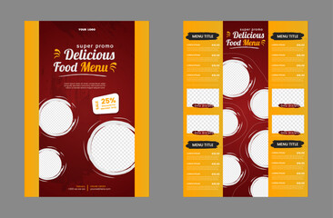 Wall Mural - set of delicious food sale flyer menu for promotional restaurant and cafe poster brochure with edita