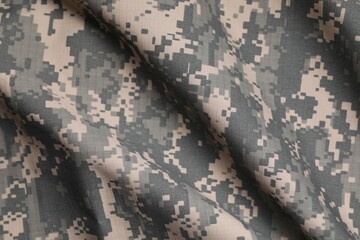 Poster - Texture of crumpled camouflage fabric as background, top view