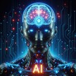© bellart - Neon Dreams: Cyborg in a Cyberpunk Cityscape - Sci-Fi Artwork