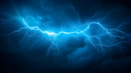 Wall Mural - high voltage electric current glows neon blue on a dark background.