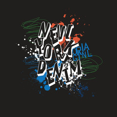 Wall Mural - Grunge new york original denim  typography splatter t shirt design