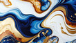 Abstract blue orange and gold marble alcohol ink background.