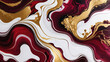Abstract red and gold marble alcohol ink background.