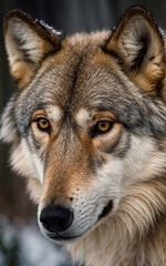 Wall Mural - Close up portrait of grey wolf