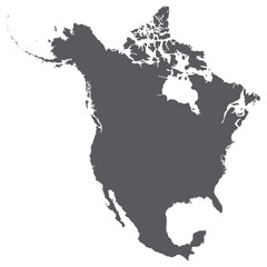 north america country map. map of north america in grey color.