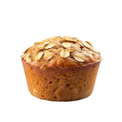 Wall Mural - front view of single honey oat  muffin isolated on a white transparent background